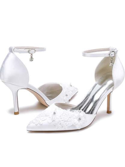 Bridesmaid Stiletto Heels with Applique and Pointed Toe for Women