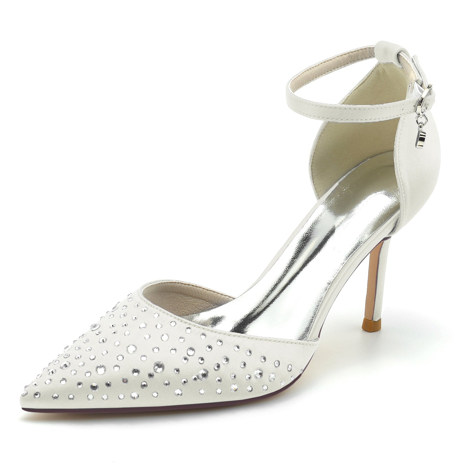 Bridal Stiletto Shoes for Women with Crystal Buckles and Pointed Toe