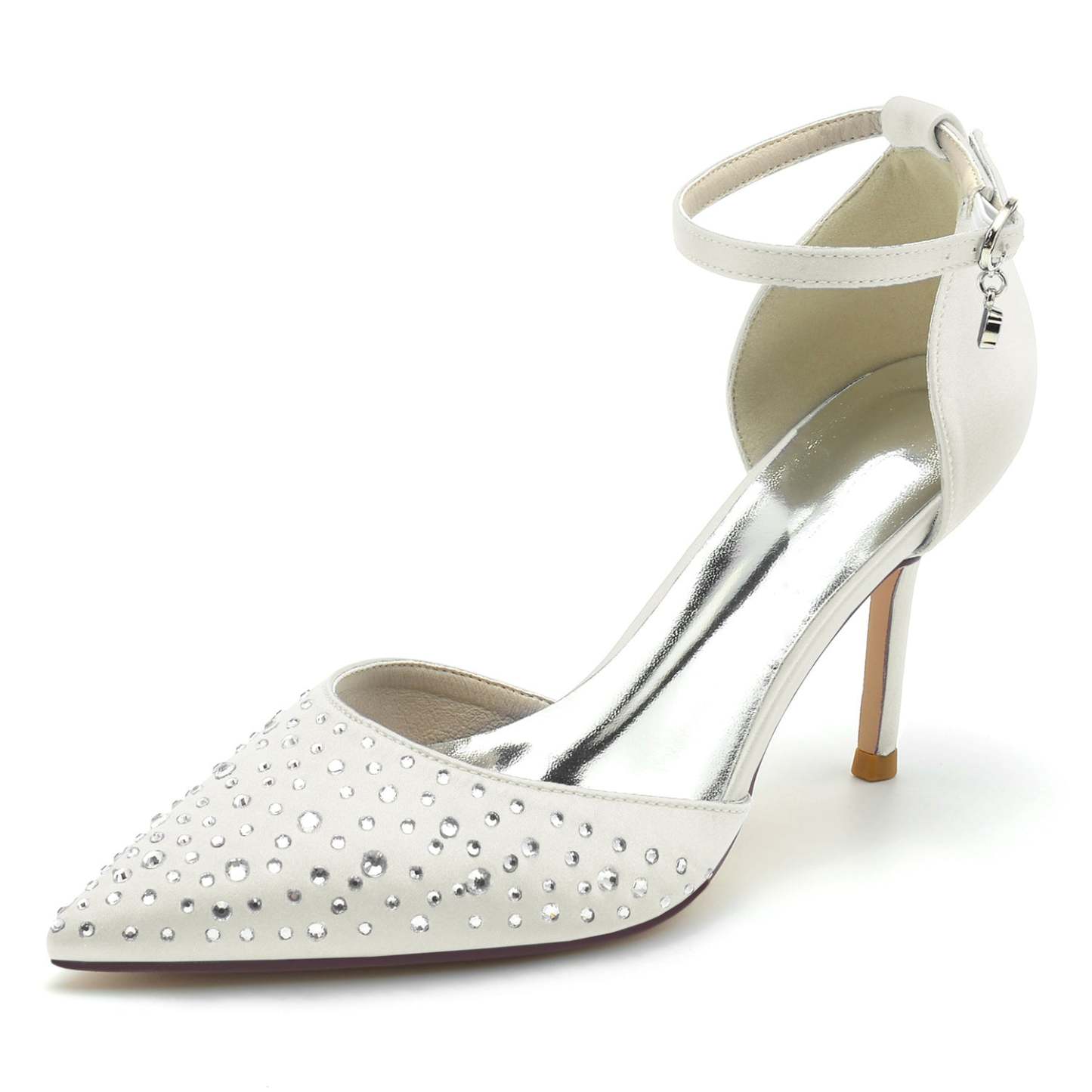 Bridal Stiletto Shoes for Women with Crystal Buckles and Pointed Toe