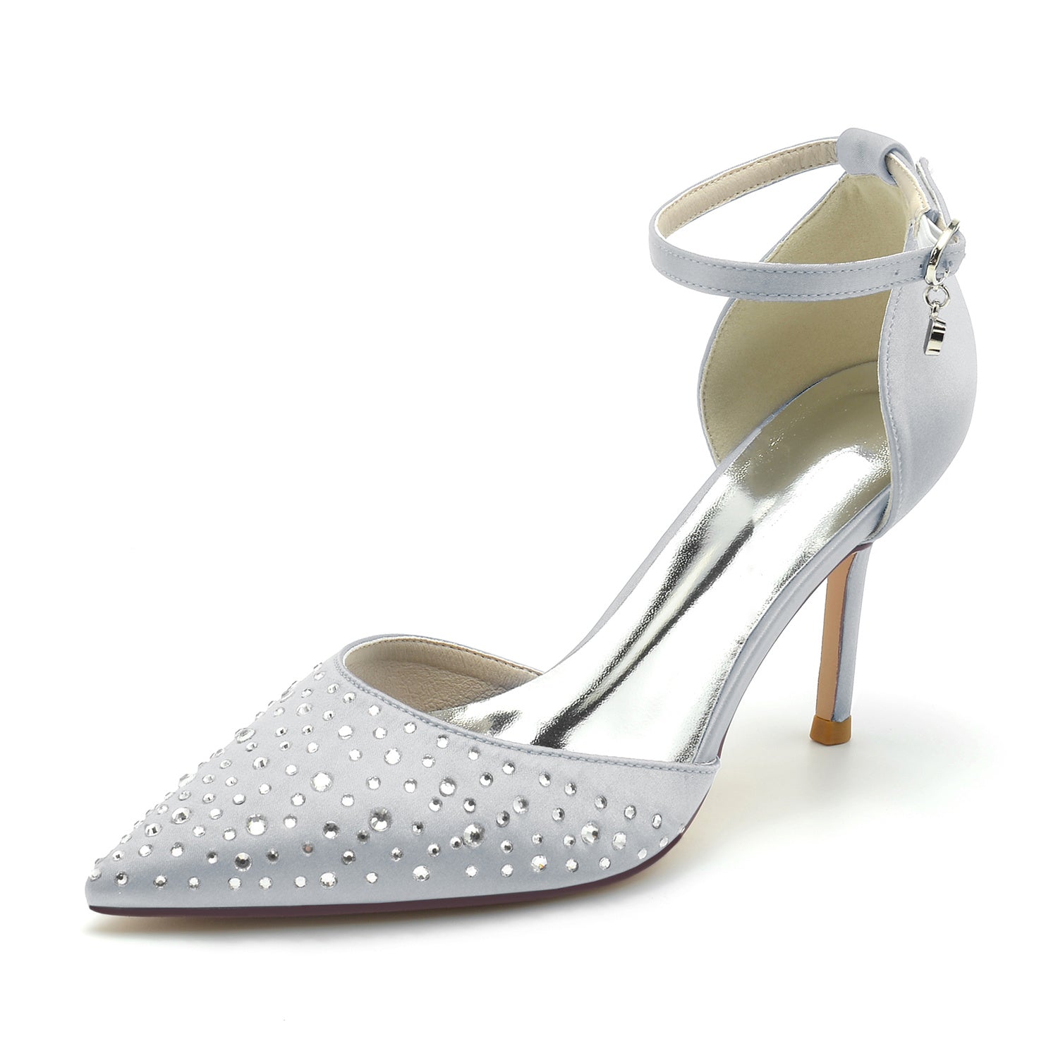 Bridal Stiletto Shoes for Women with Crystal Buckles and Pointed Toe