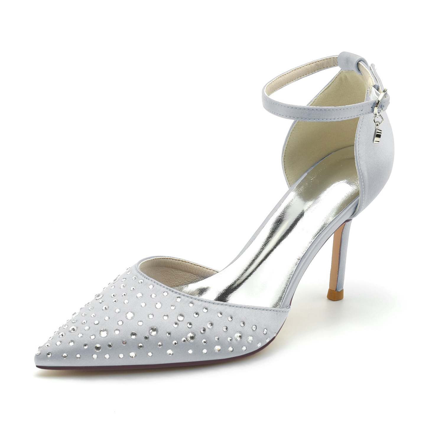 Bridal Stiletto Shoes for Women with Crystal Buckles and Pointed Toe