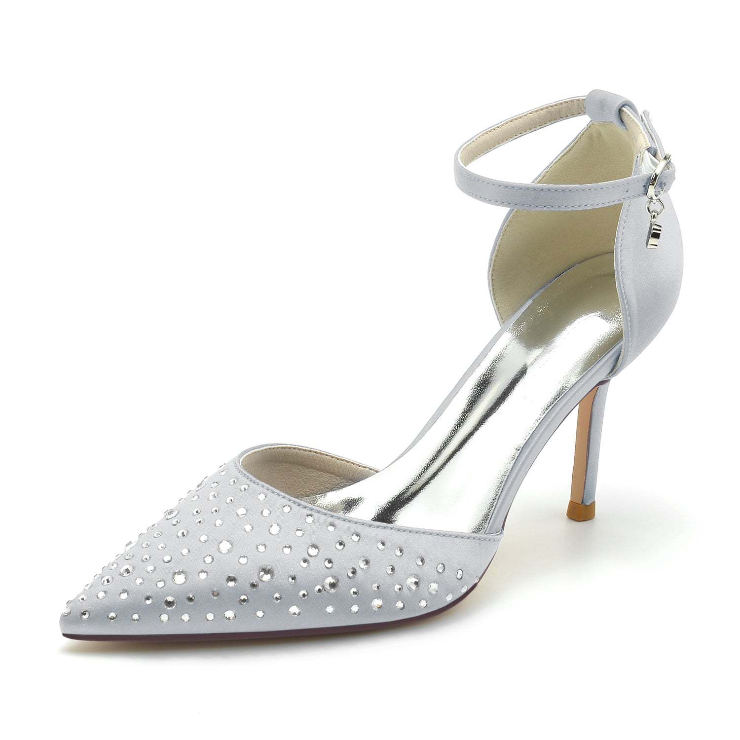 Bridal Stiletto Shoes for Women with Crystal Buckles and Pointed Toe