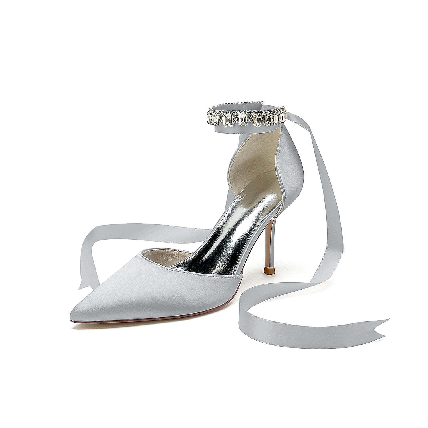 Bridal Shoes for Women with Rhinestone Bow Buckle and Stiletto Heel