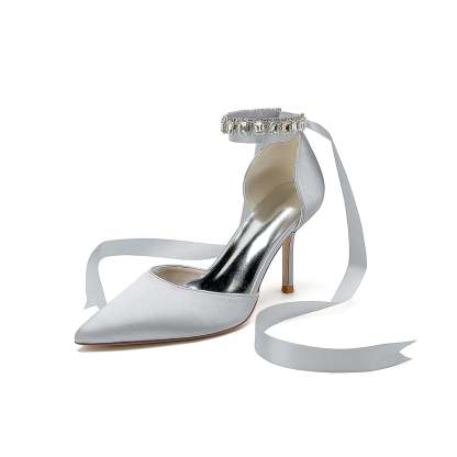 Bridal Shoes for Women with Rhinestone Bow Buckle and Stiletto Heel