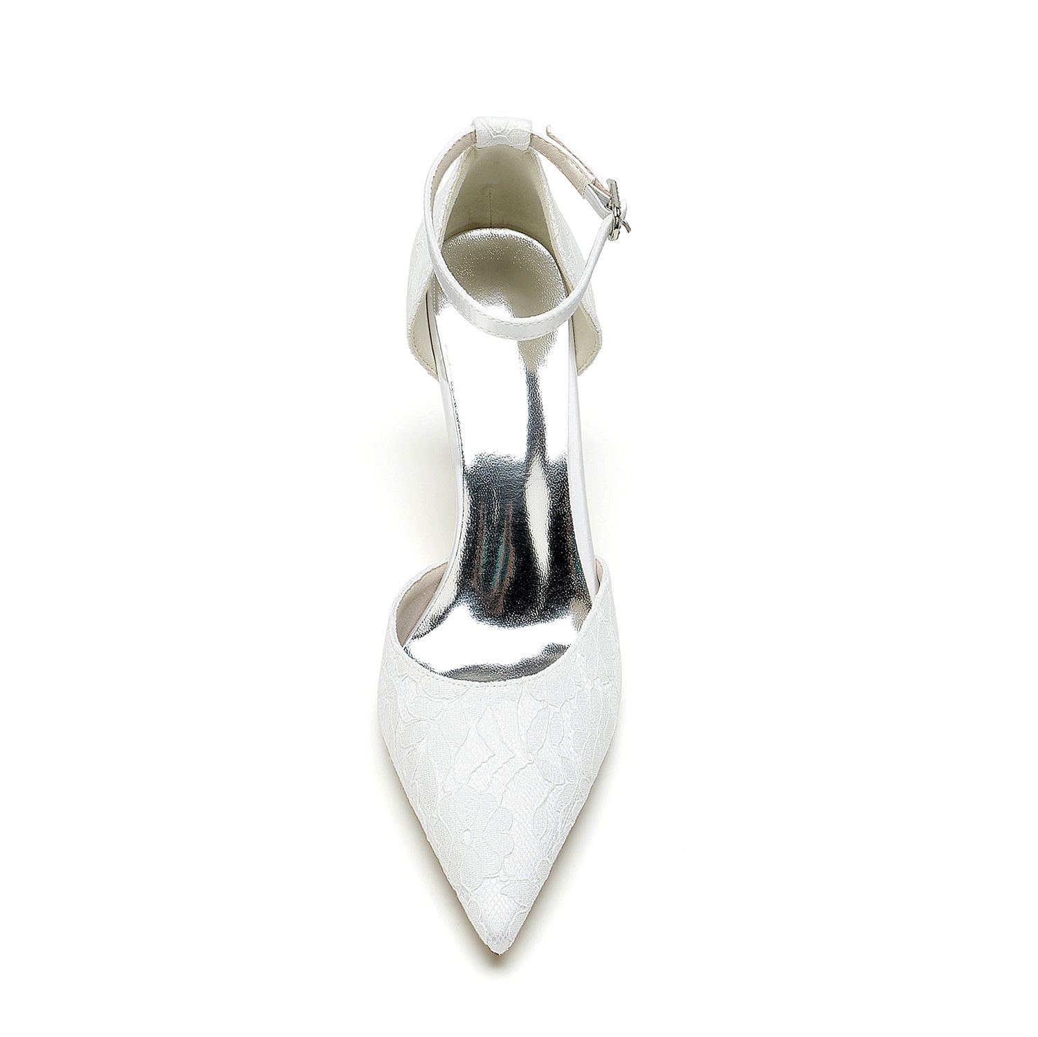 Bridal Stiletto Heel Shoes for Women with Silk Satin Lace and Buckle