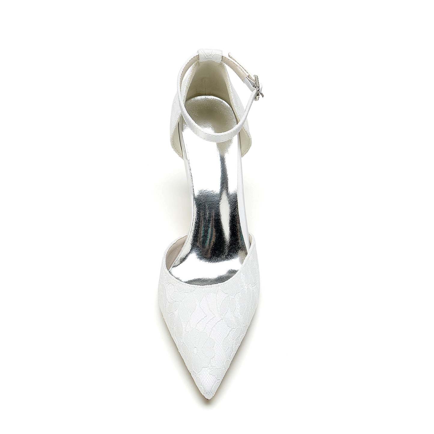 Bridal Stiletto Heel Shoes for Women with Silk Satin Lace and Buckle