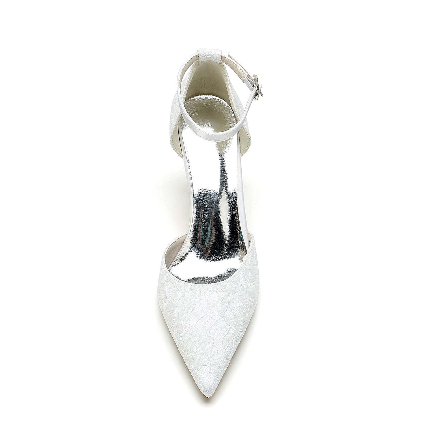Bridal Stiletto Heel Shoes for Women with Silk Satin Lace and Buckle