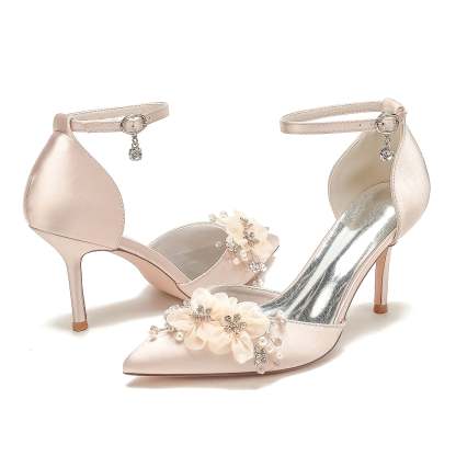 Bridal High Heel Shoes with Floral Detail for Women