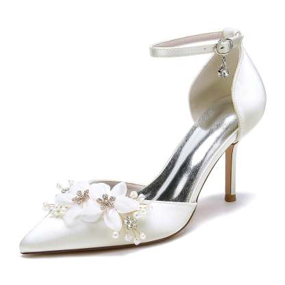 Bridal High Heel Shoes with Floral Detail for Women