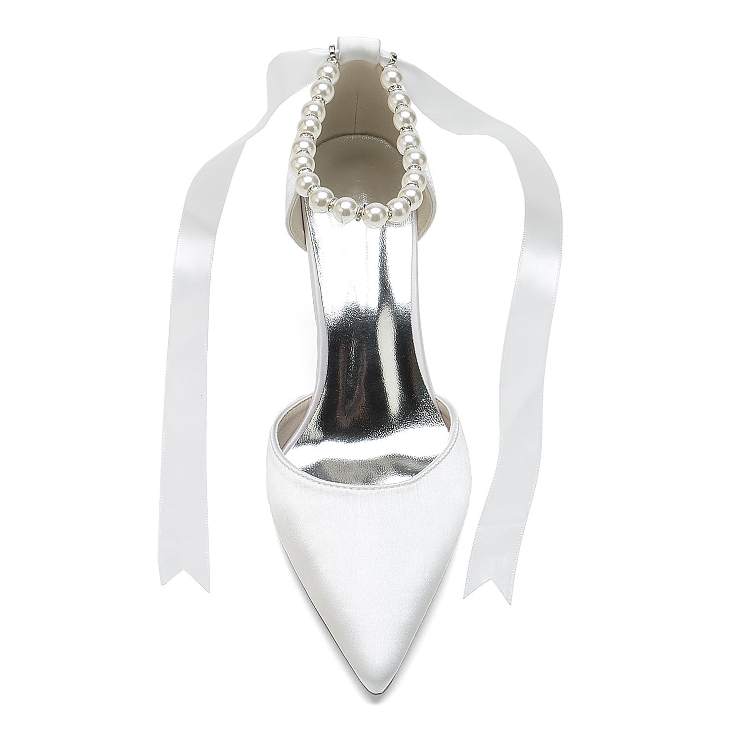 Bridal Shoes for Women with Pearl Bow Buckle and Stiletto Heel