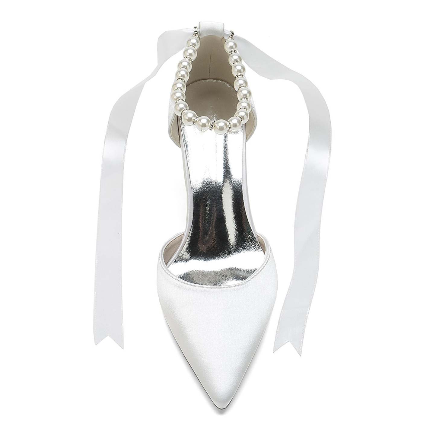 Bridal Shoes for Women with Pearl Bow Buckle and Stiletto Heel