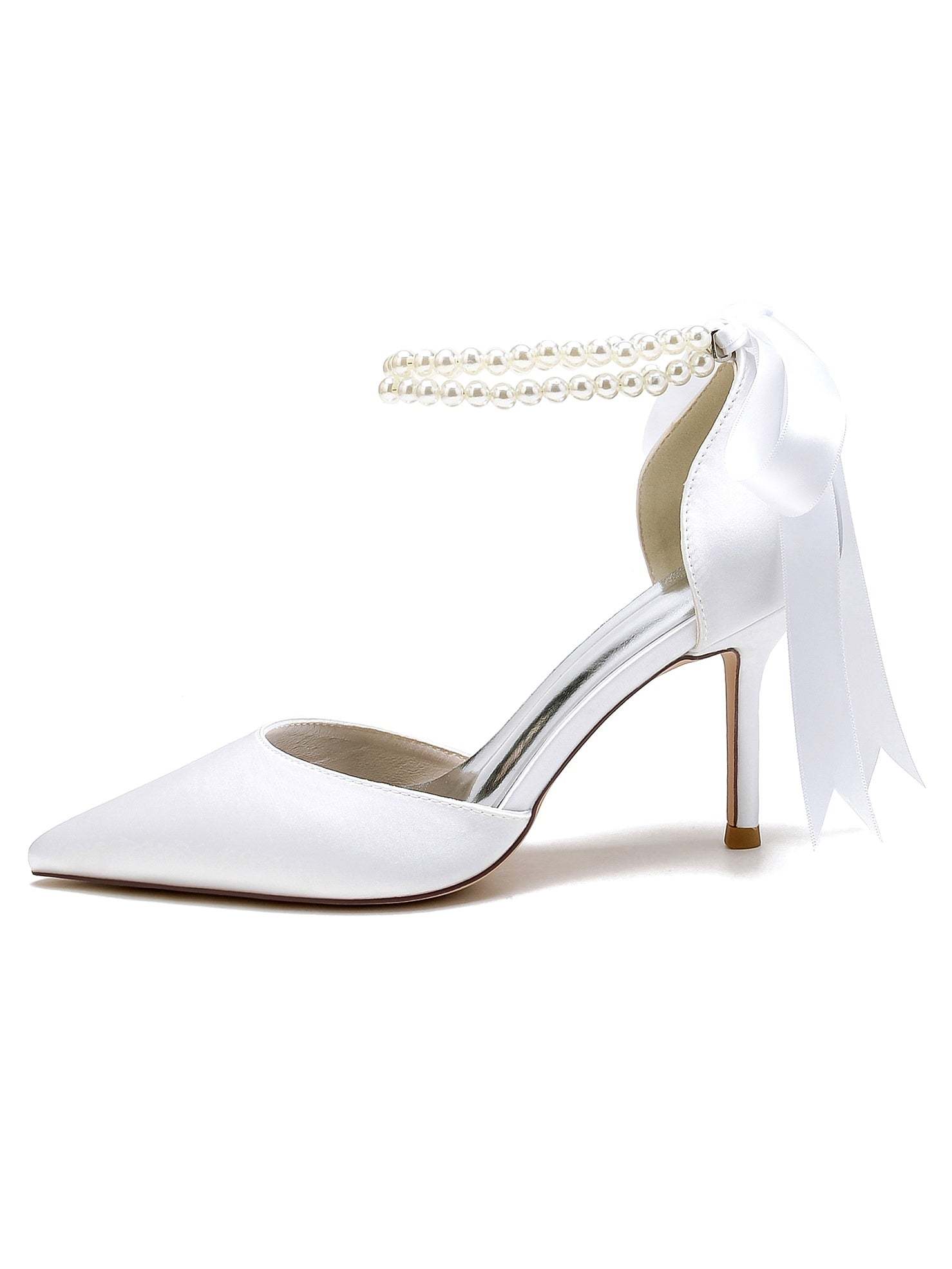 Beaded High Heel Bridesmaid Shoes with Pointed Toe for Women