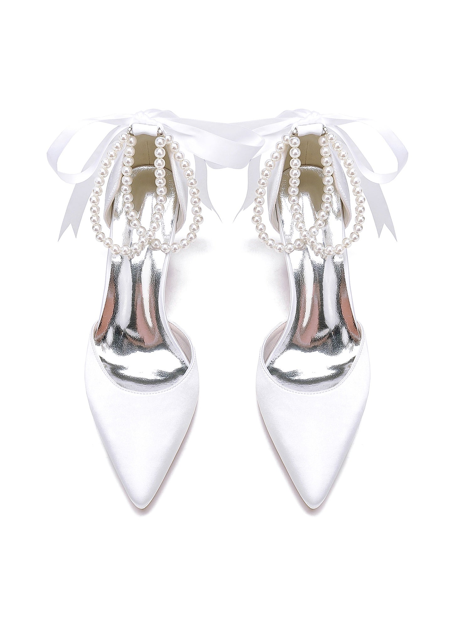 Beaded High Heel Bridesmaid Shoes with Pointed Toe for Women