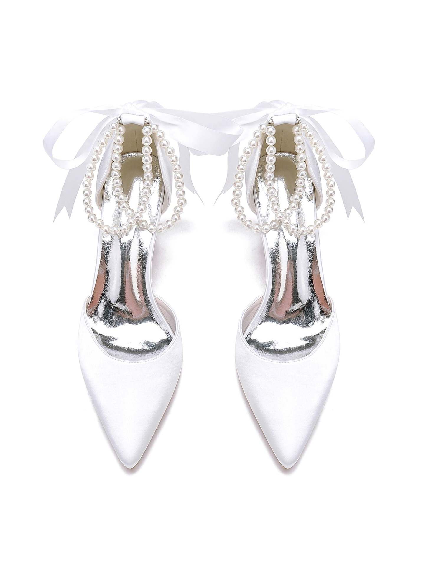 Beaded High Heel Bridesmaid Shoes with Pointed Toe for Women