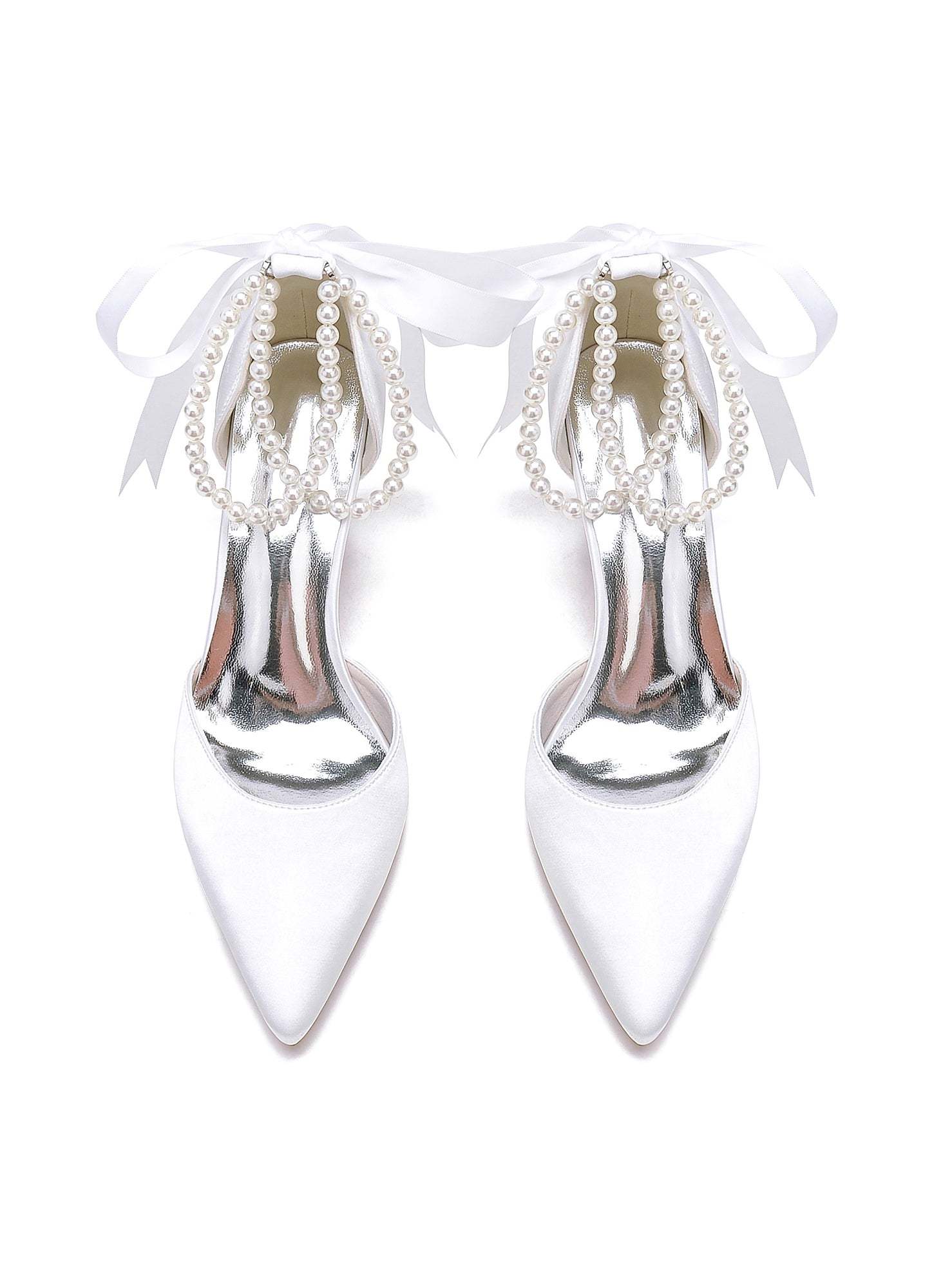 Beaded High Heel Bridesmaid Shoes with Pointed Toe for Women