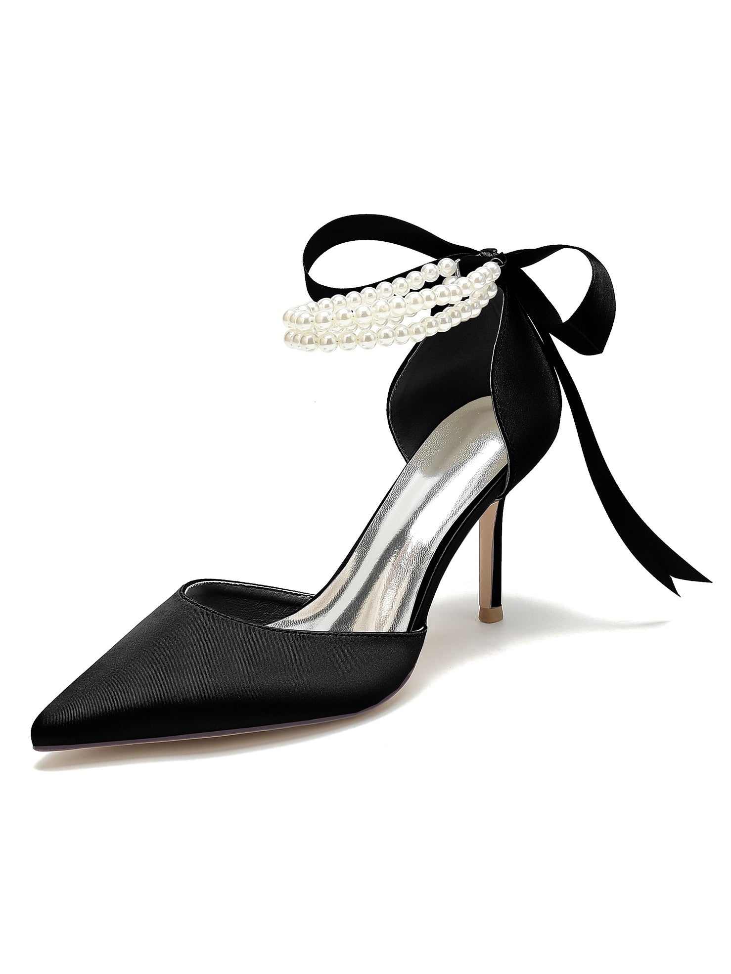 Beaded High Heel Bridesmaid Shoes with Pointed Toe for Women