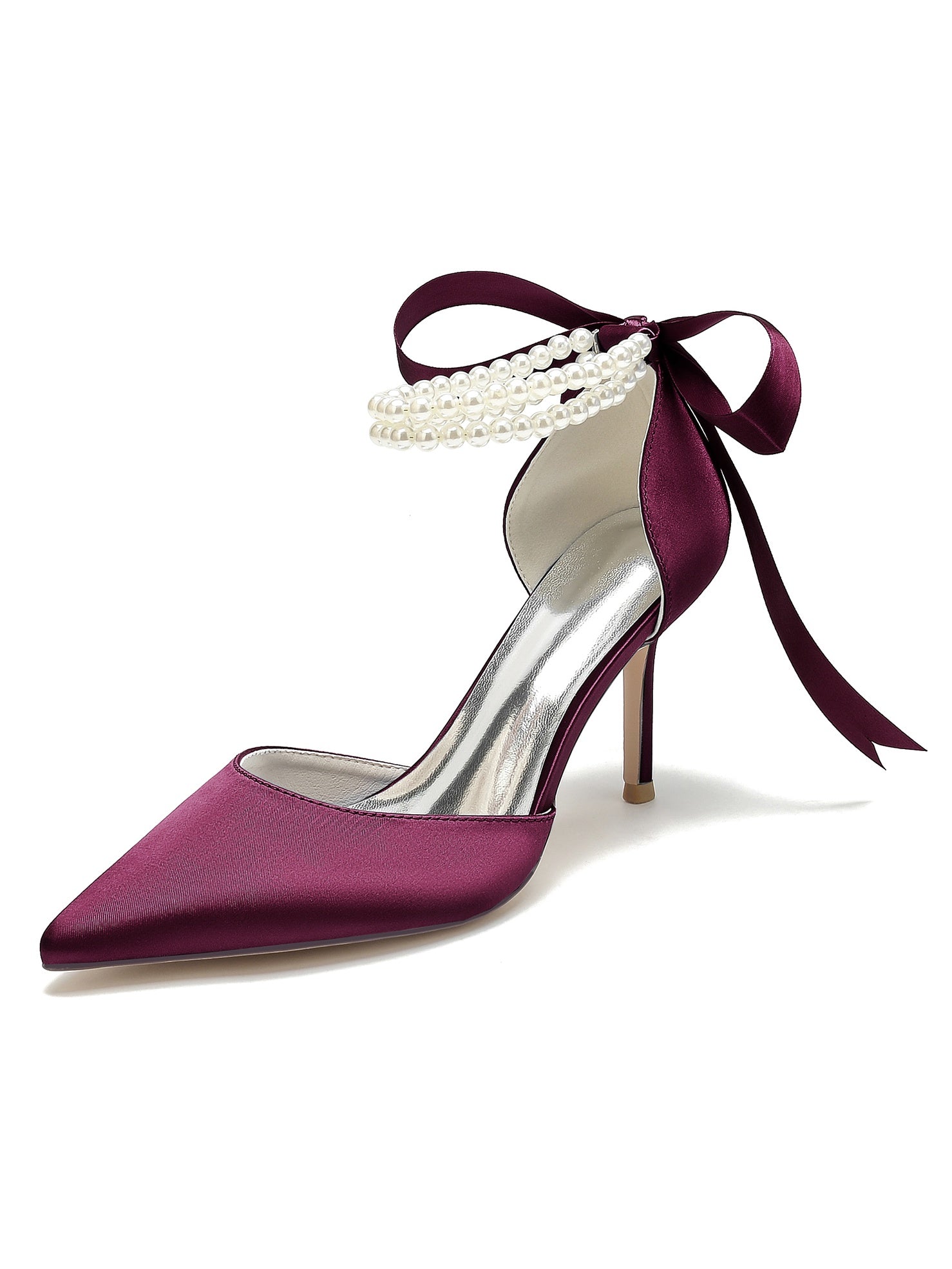 Beaded High Heel Bridesmaid Shoes with Pointed Toe for Women