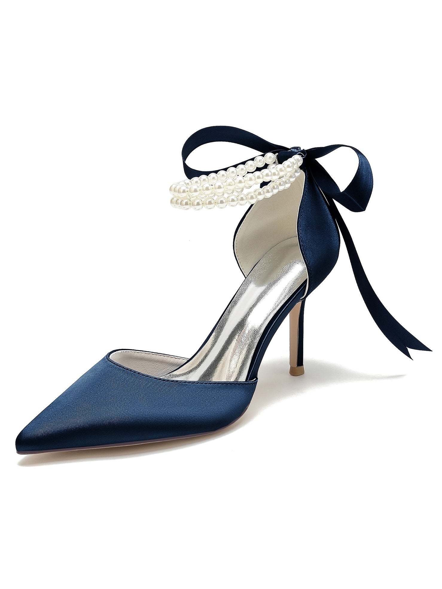 Beaded High Heel Bridesmaid Shoes with Pointed Toe for Women