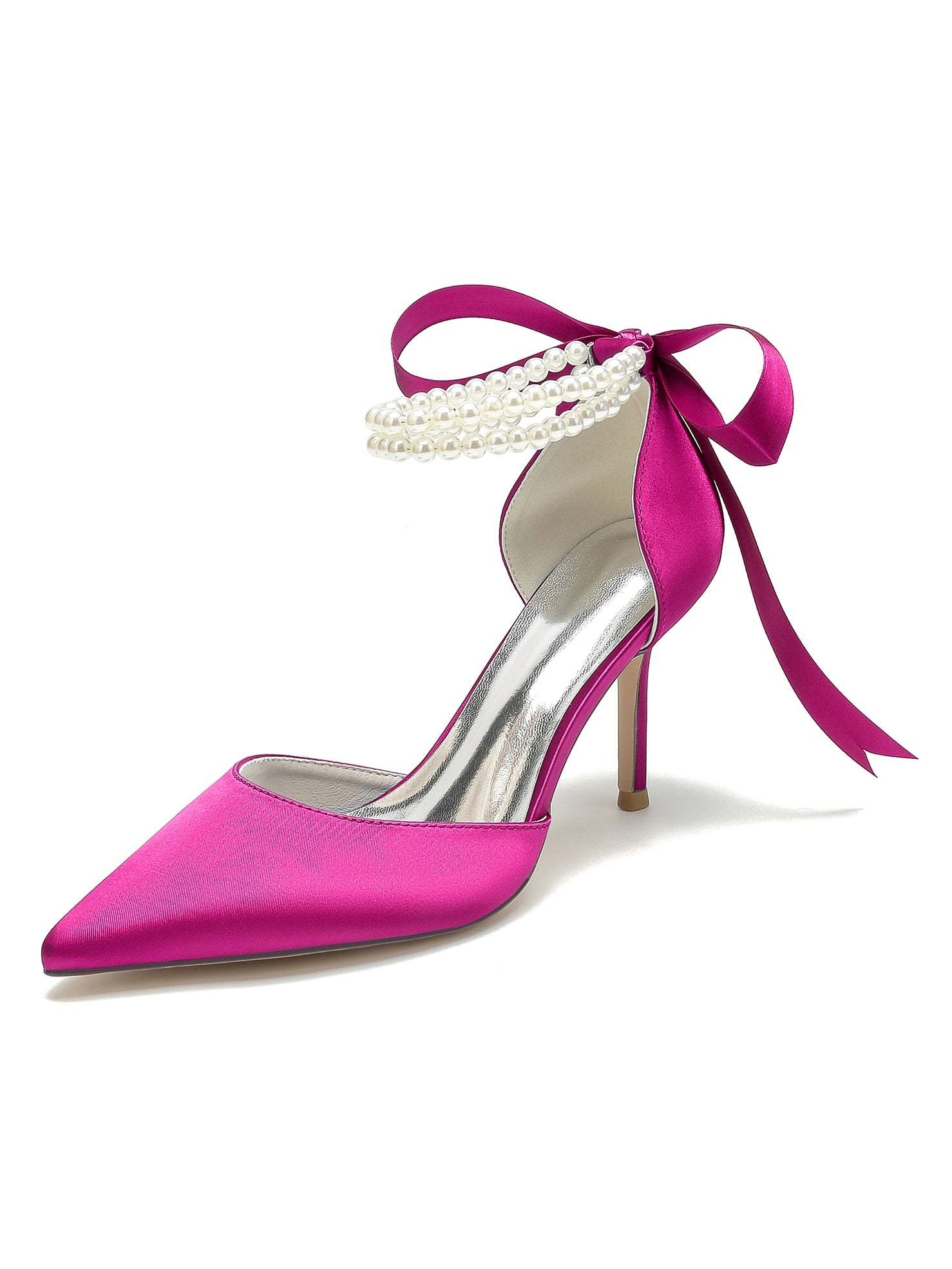 Beaded High Heel Bridesmaid Shoes with Pointed Toe for Women