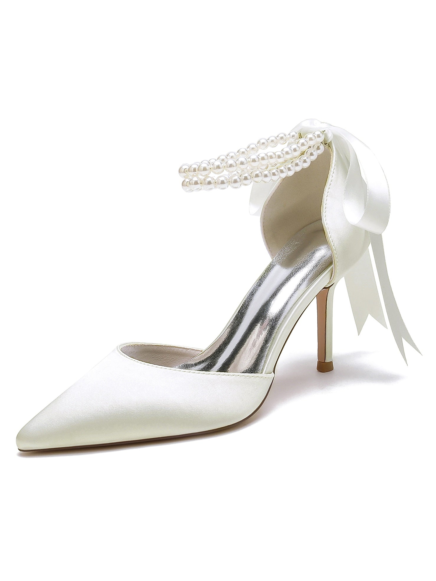 Beaded High Heel Bridesmaid Shoes with Pointed Toe for Women