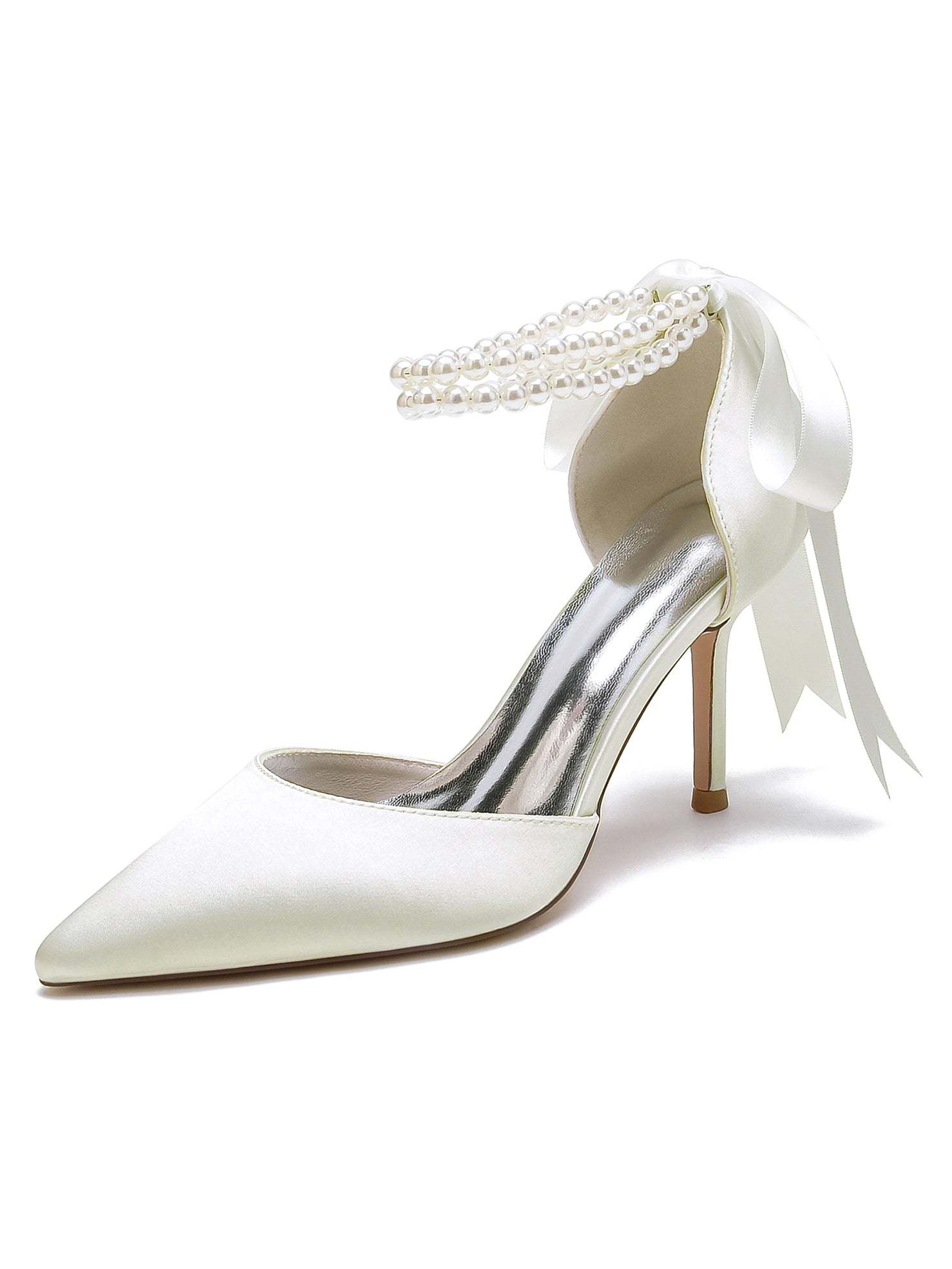Beaded High Heel Bridesmaid Shoes with Pointed Toe for Women