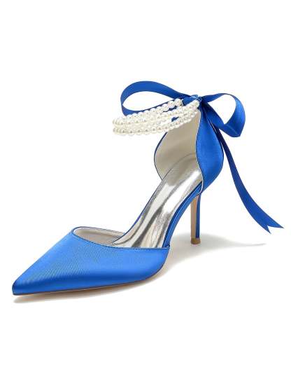 Beaded High Heel Bridesmaid Shoes with Pointed Toe for Women