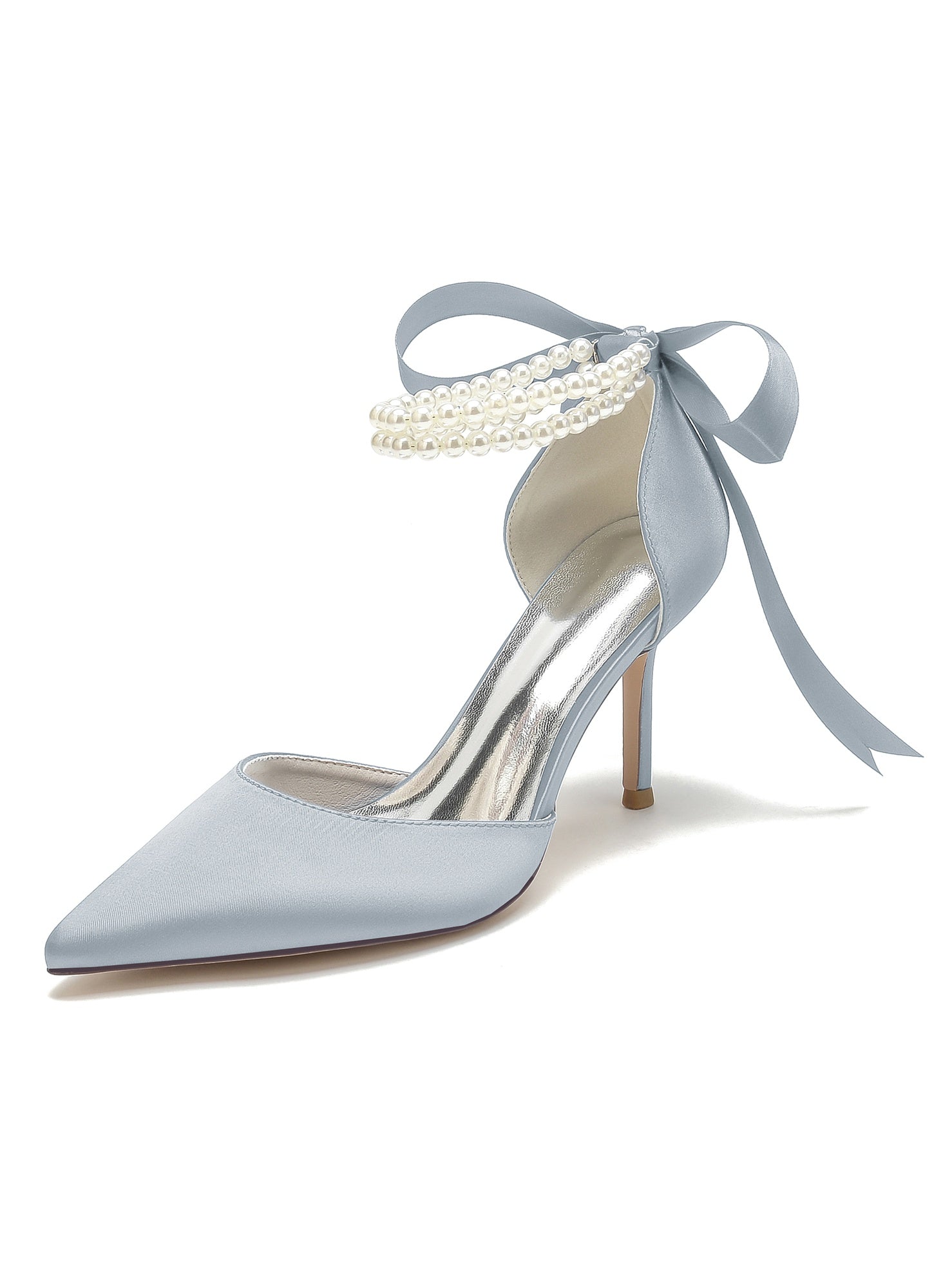 Beaded High Heel Bridesmaid Shoes with Pointed Toe for Women