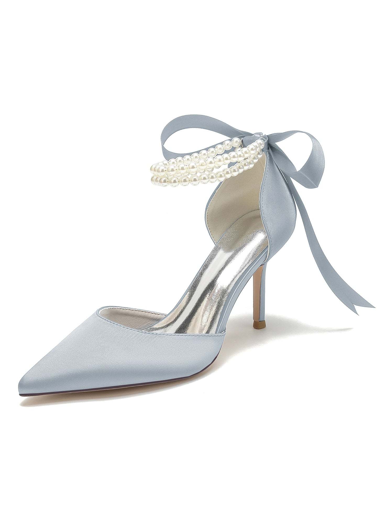 Beaded High Heel Bridesmaid Shoes with Pointed Toe for Women