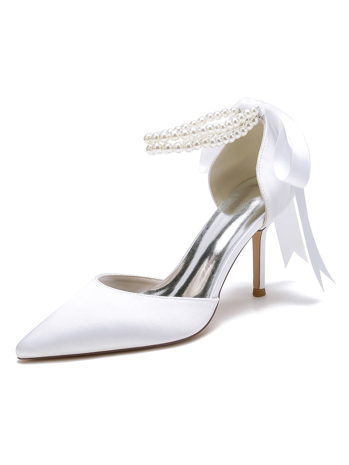 Beaded High Heel Bridesmaid Shoes with Pointed Toe for Women