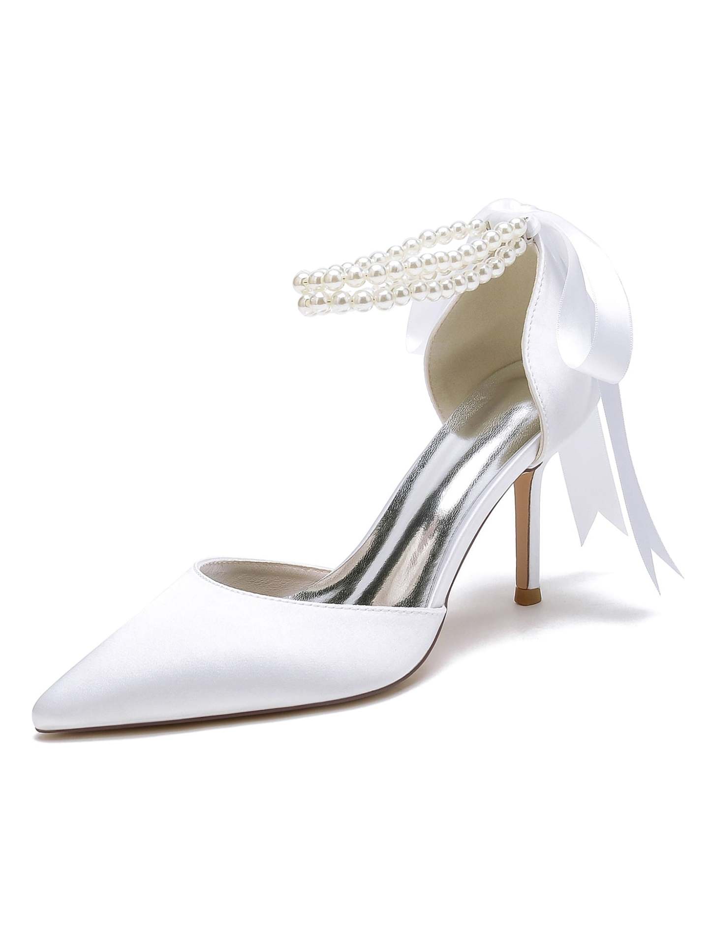 Beaded High Heel Bridesmaid Shoes with Pointed Toe for Women