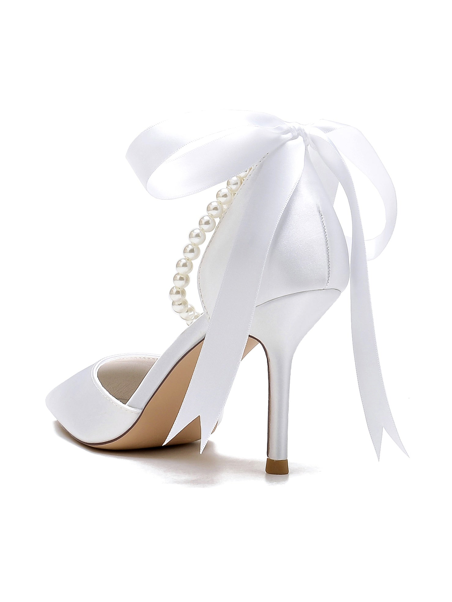 Beaded High Heel Bridesmaid Shoes with Pointed Toe for Women