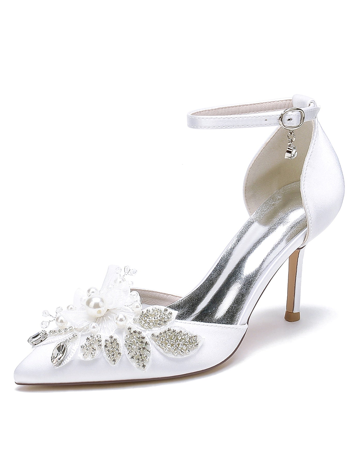 Bridesmaid Shoes for Women with Lace Stiletto Heel and Pointed Toe