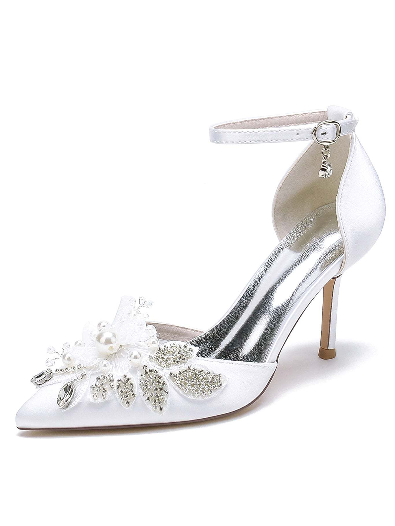 Bridesmaid Shoes for Women with Lace Stiletto Heel and Pointed Toe