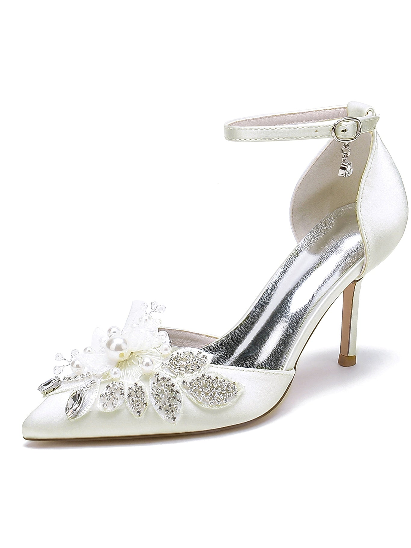 Bridesmaid Shoes for Women with Lace Stiletto Heel and Pointed Toe