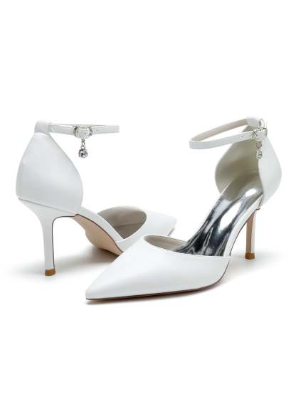 Bridesmaid Wedding Shoes for Women with Rhinestones and Pointed Toe High Heels