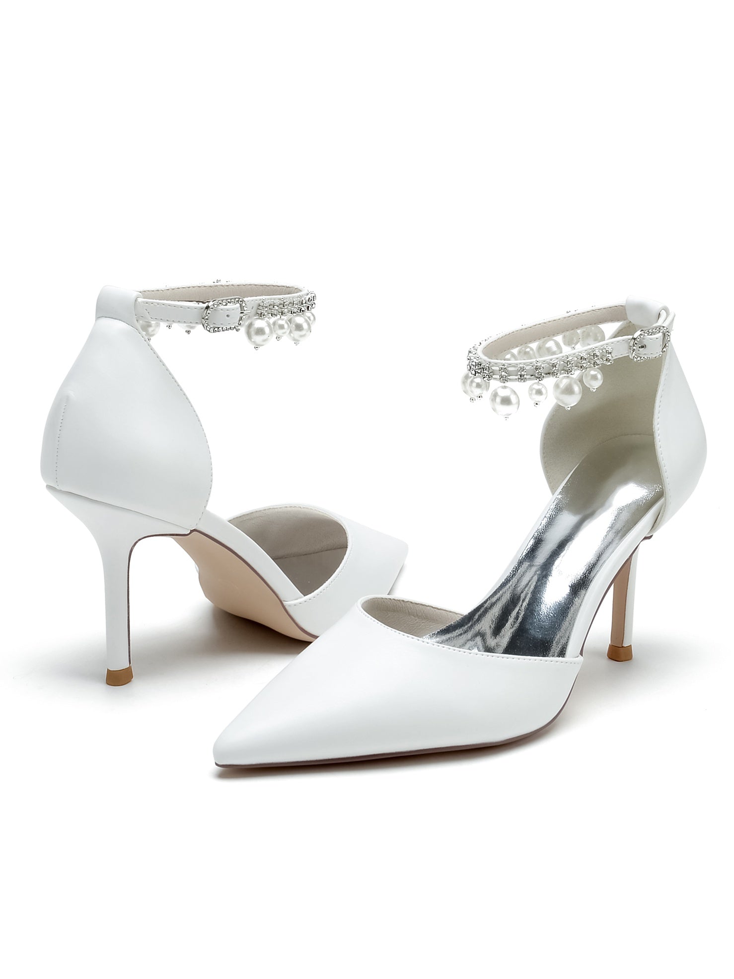 Bridesmaid's Rhinestone High Heel Pointed Toe Wedding Shoes for Women