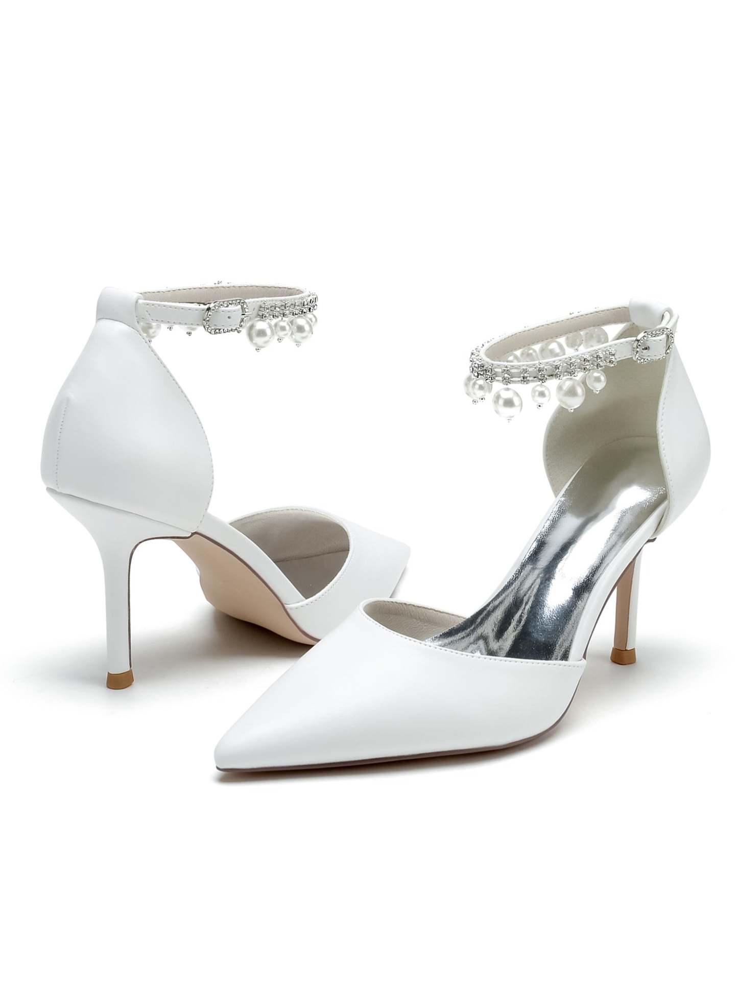 Bridesmaid's Rhinestone High Heel Pointed Toe Wedding Shoes for Women