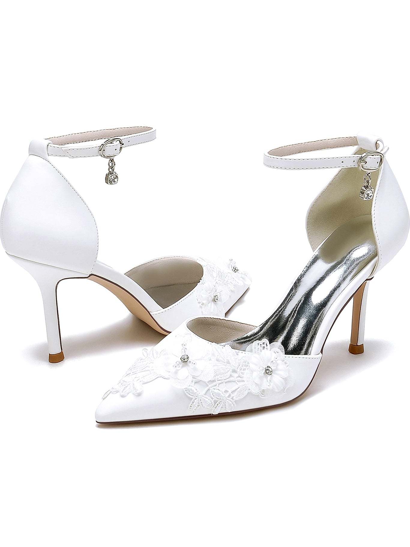 Bridesmaid Shoes for Women with Applique and Pointed Stiletto Heels