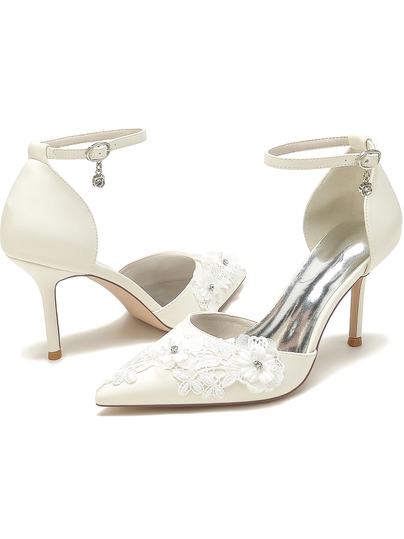 Bridesmaid Shoes for Women with Applique and Pointed Stiletto Heels