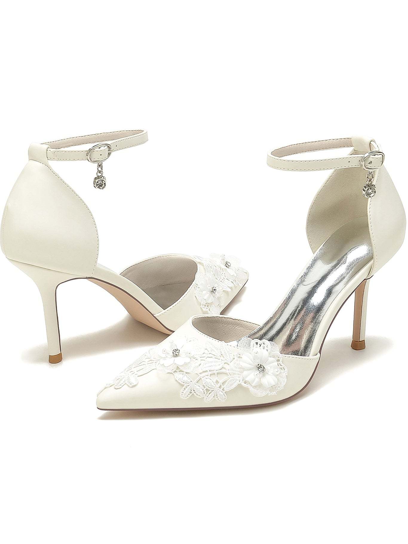 Bridesmaid Shoes for Women with Applique and Pointed Stiletto Heels