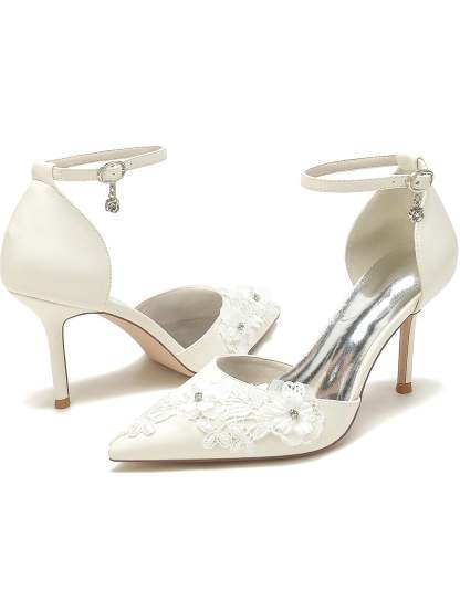 Bridesmaid Shoes for Women with Applique and Pointed Stiletto Heels