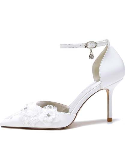 Bridesmaid Shoes for Women with Applique and Pointed Stiletto Heels