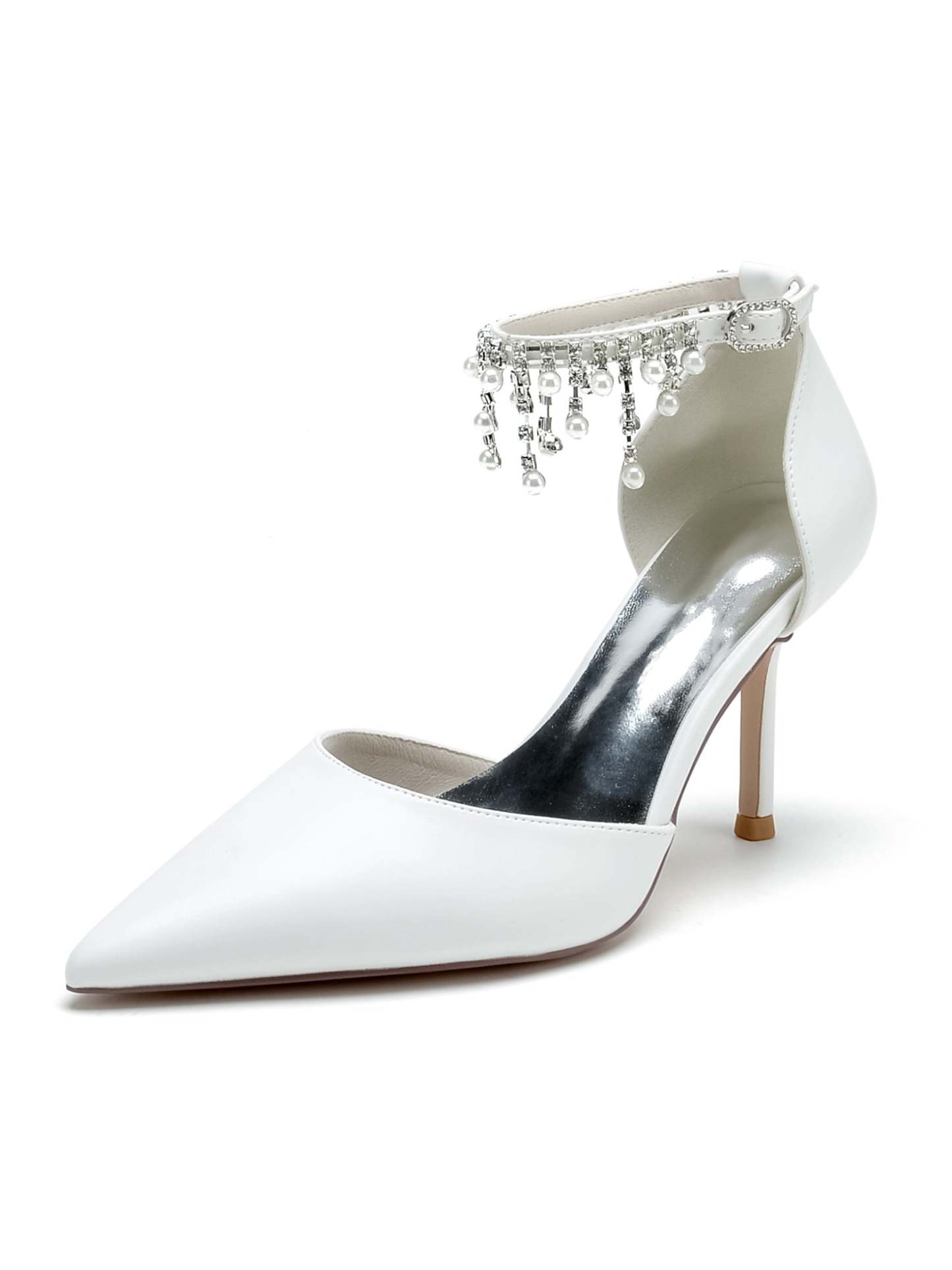 Bridesmaid Wedding Shoes for Women with Rhinestone Accents and Pointed Toe