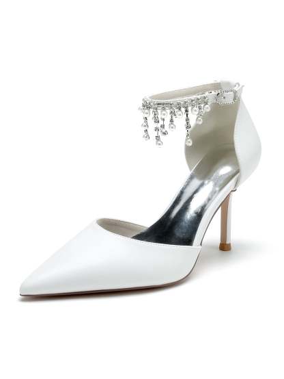 Bridesmaid Wedding Shoes for Women with Rhinestone Accents and Pointed Toe