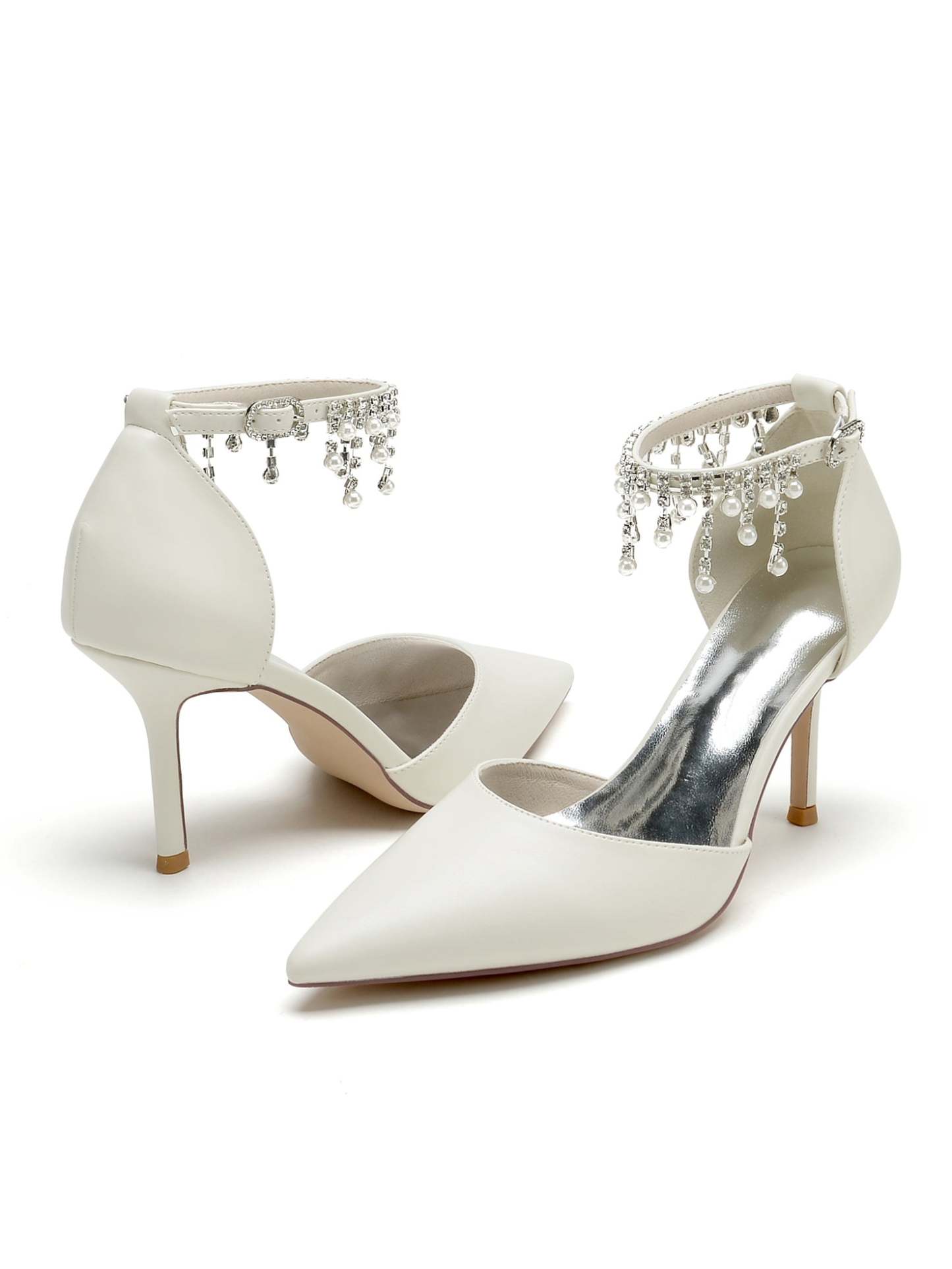 Bridesmaid Wedding Shoes for Women with Rhinestone Accents and Pointed Toe