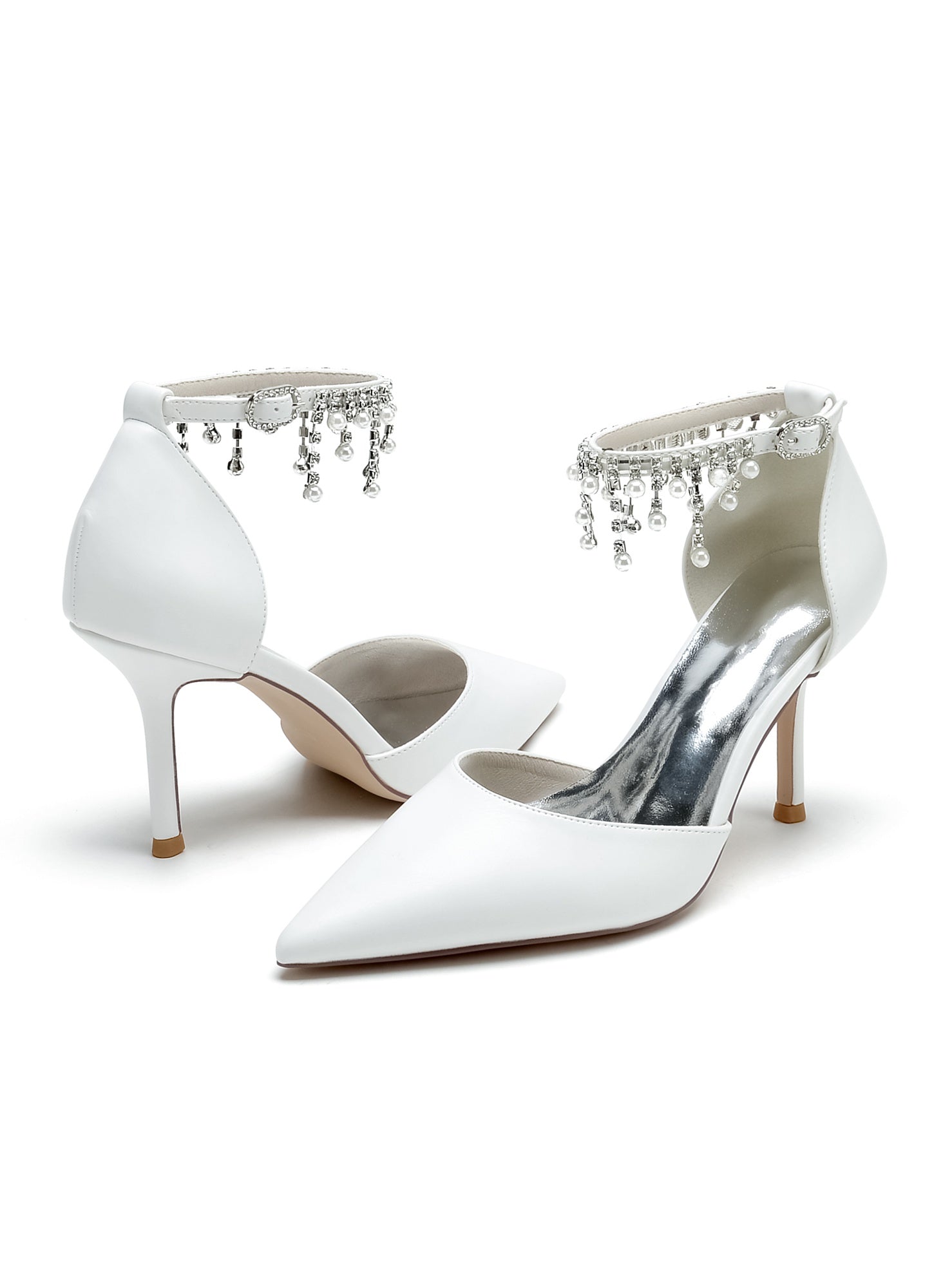 Bridesmaid Wedding Shoes for Women with Rhinestone Accents and Pointed Toe