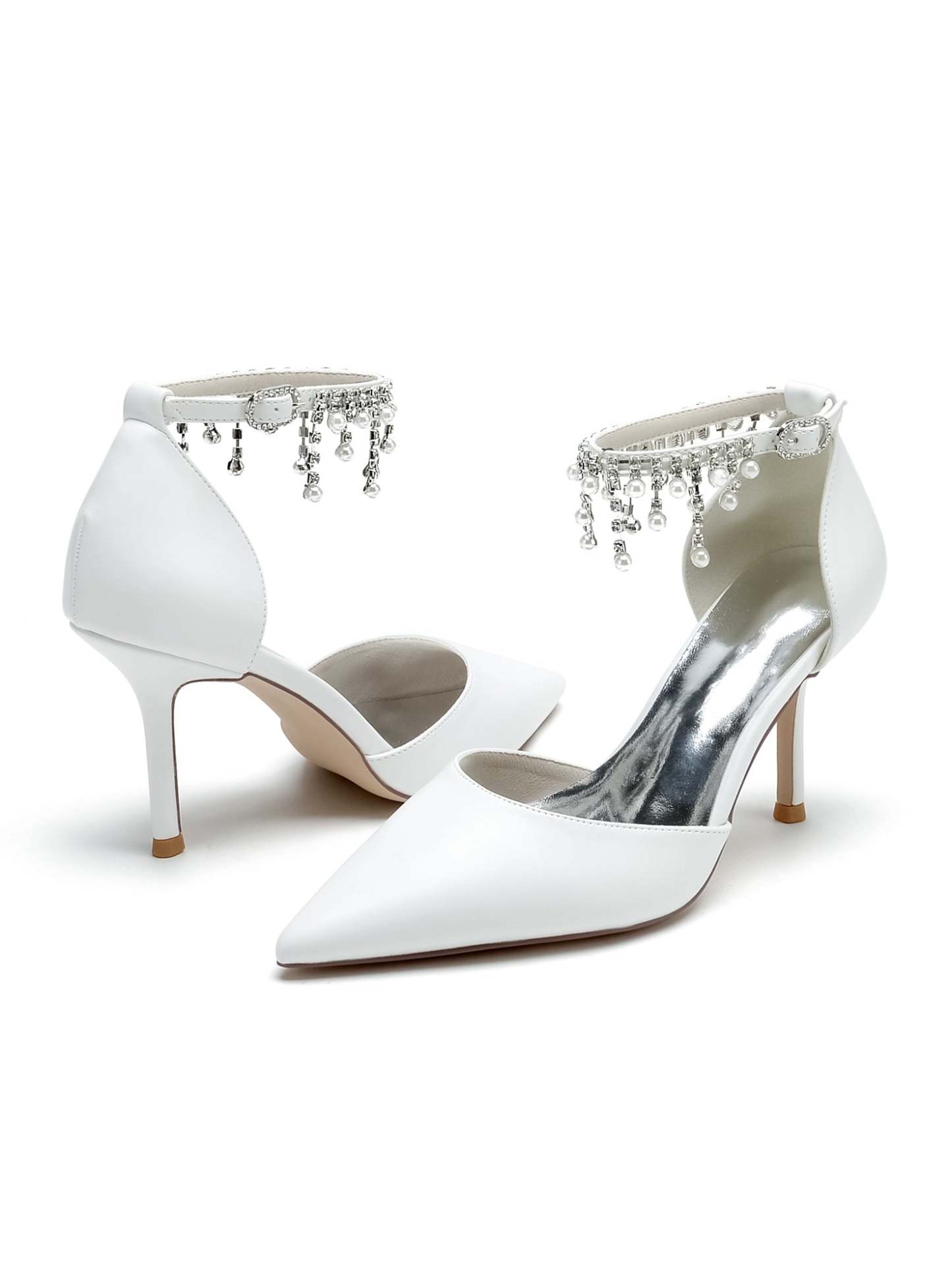 Bridesmaid Wedding Shoes for Women with Rhinestone Accents and Pointed Toe