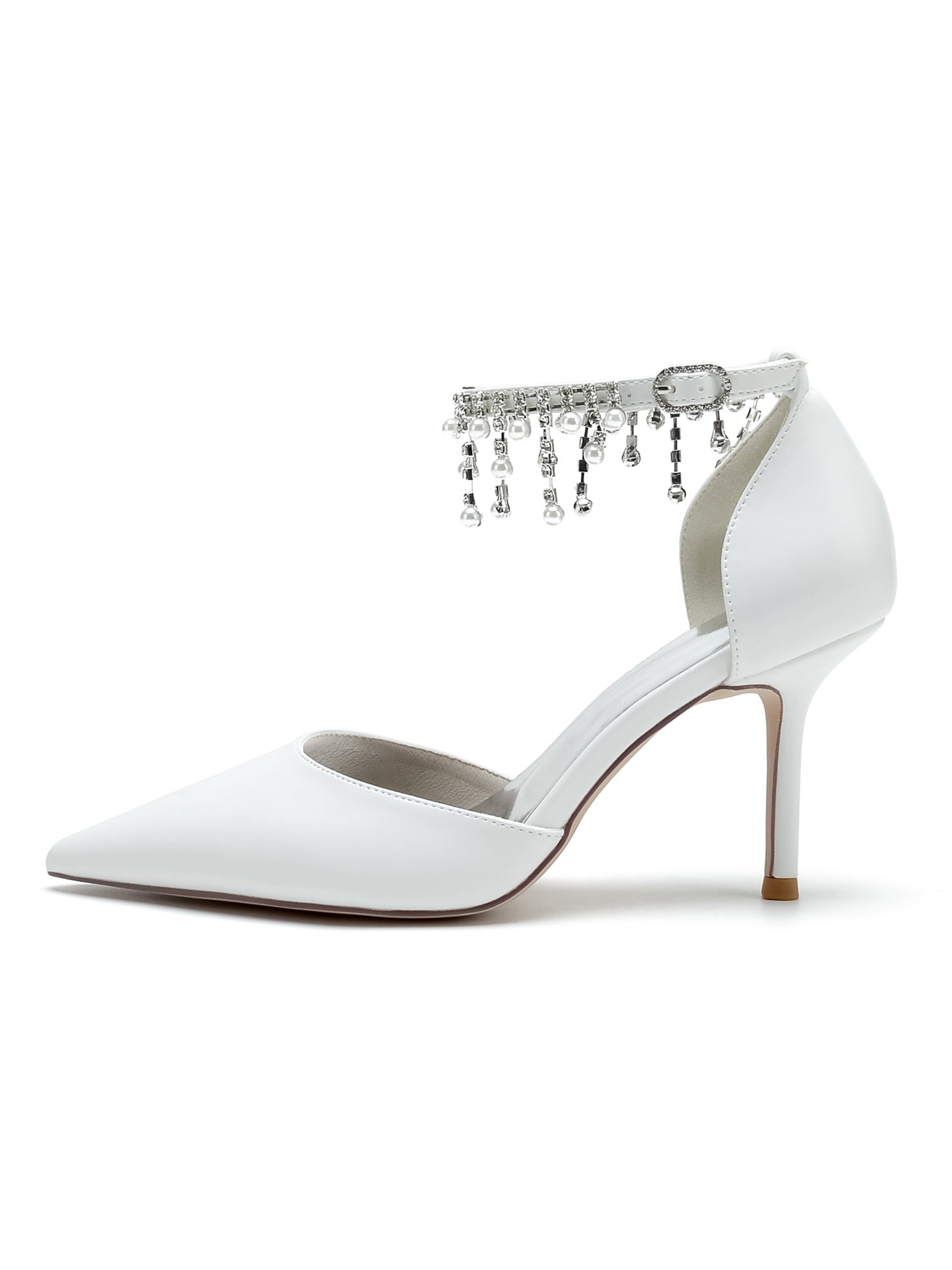Bridesmaid Wedding Shoes for Women with Rhinestone Accents and Pointed Toe