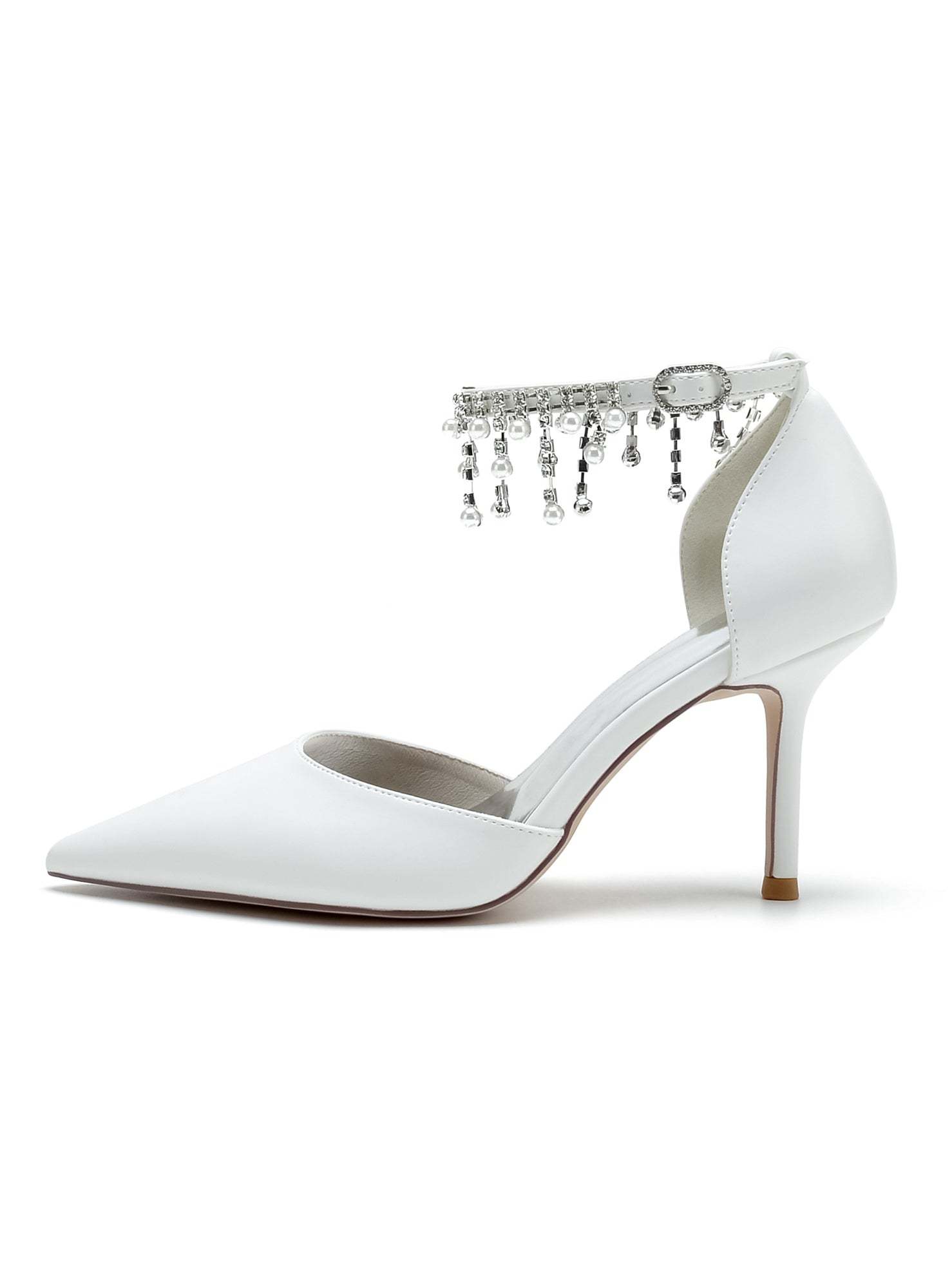 Bridesmaid Wedding Shoes for Women with Rhinestone Accents and Pointed Toe