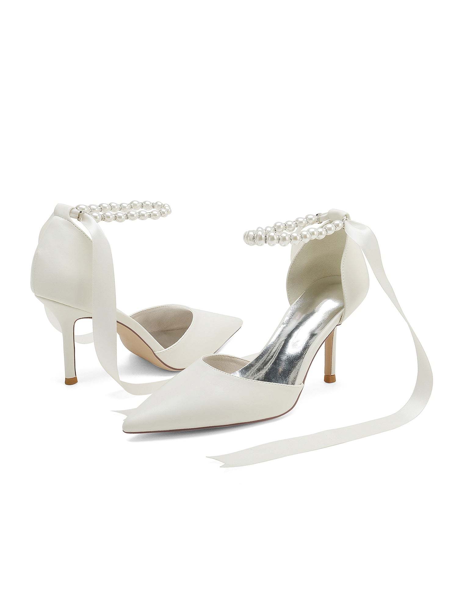 Beaded High Heel Bridesmaid Shoes with Pointed Toe for Women